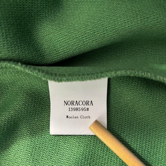 Noracora Women’s Wool Cloth Hooded Green Coat Jacket Sz L Lightweight Unlined - Picture 3 of 11